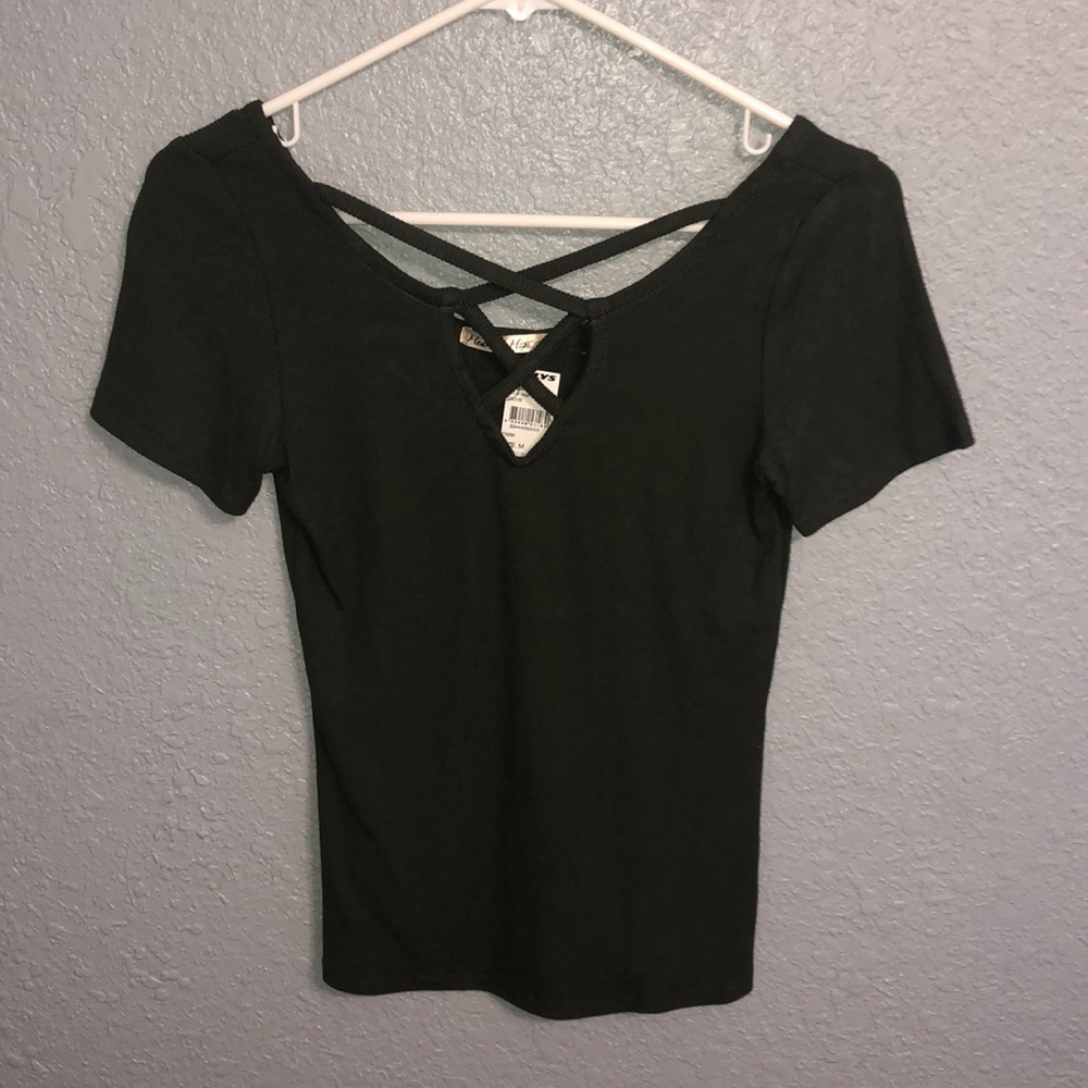 green tied front top